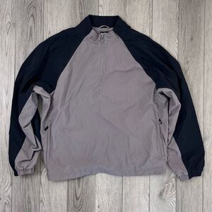 Adidas Men Size L Gray Black Climaproof Half Zip Windbreak Jacket Outdoor Sporty